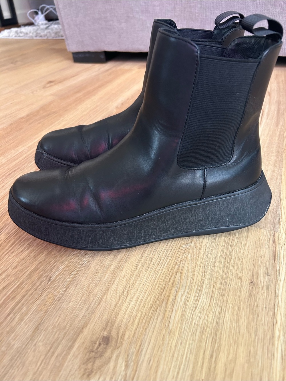 Fitflop Black Platform Chelsea Ankle Boots